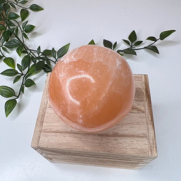 Peach Selenite Healing Sphere | Cleansing Crystals | Desk Gems - Picture 6 of 11